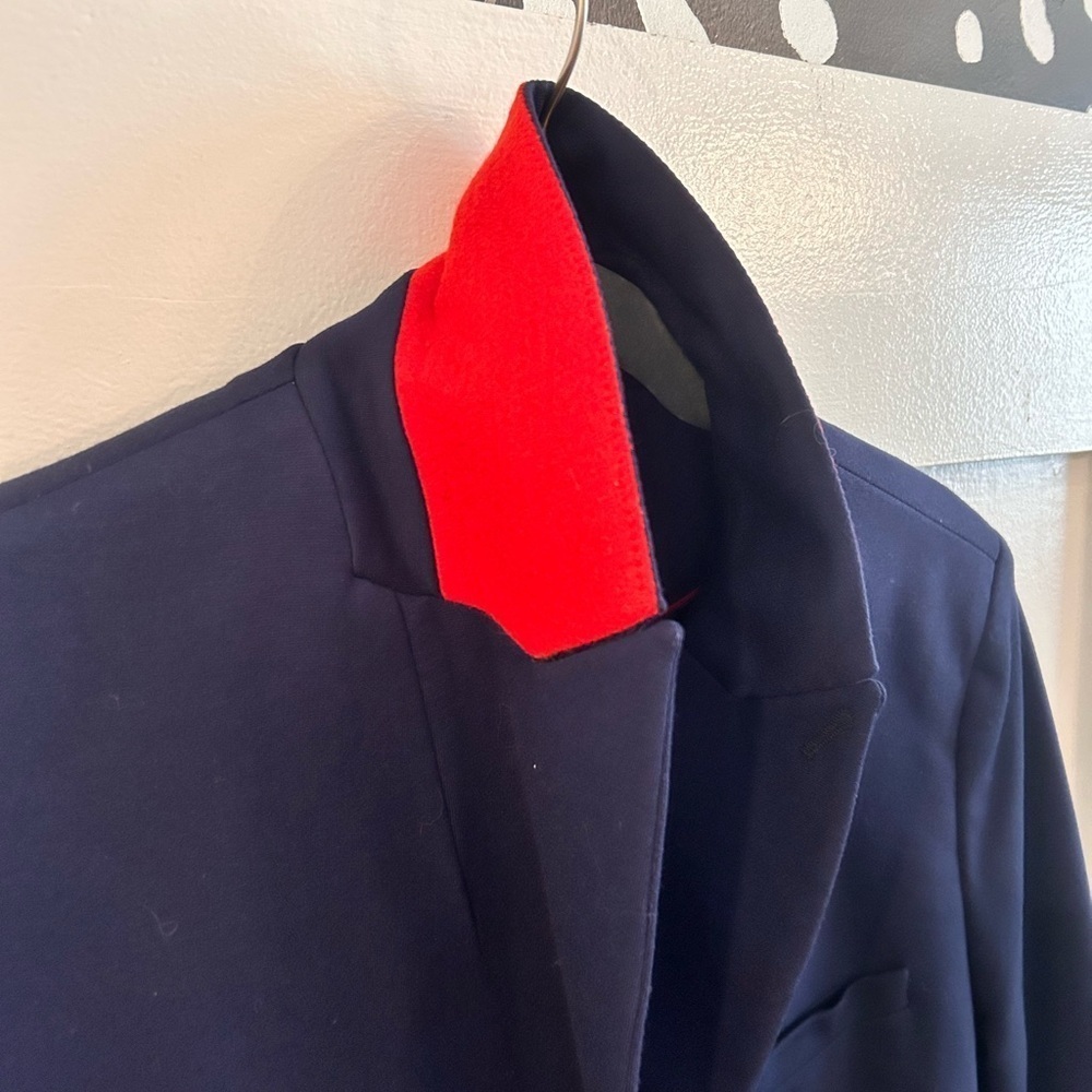 J.Mclaughlin Warrington Blazer Navy Blue Women's Blazer red collar - Picture 8 of 9